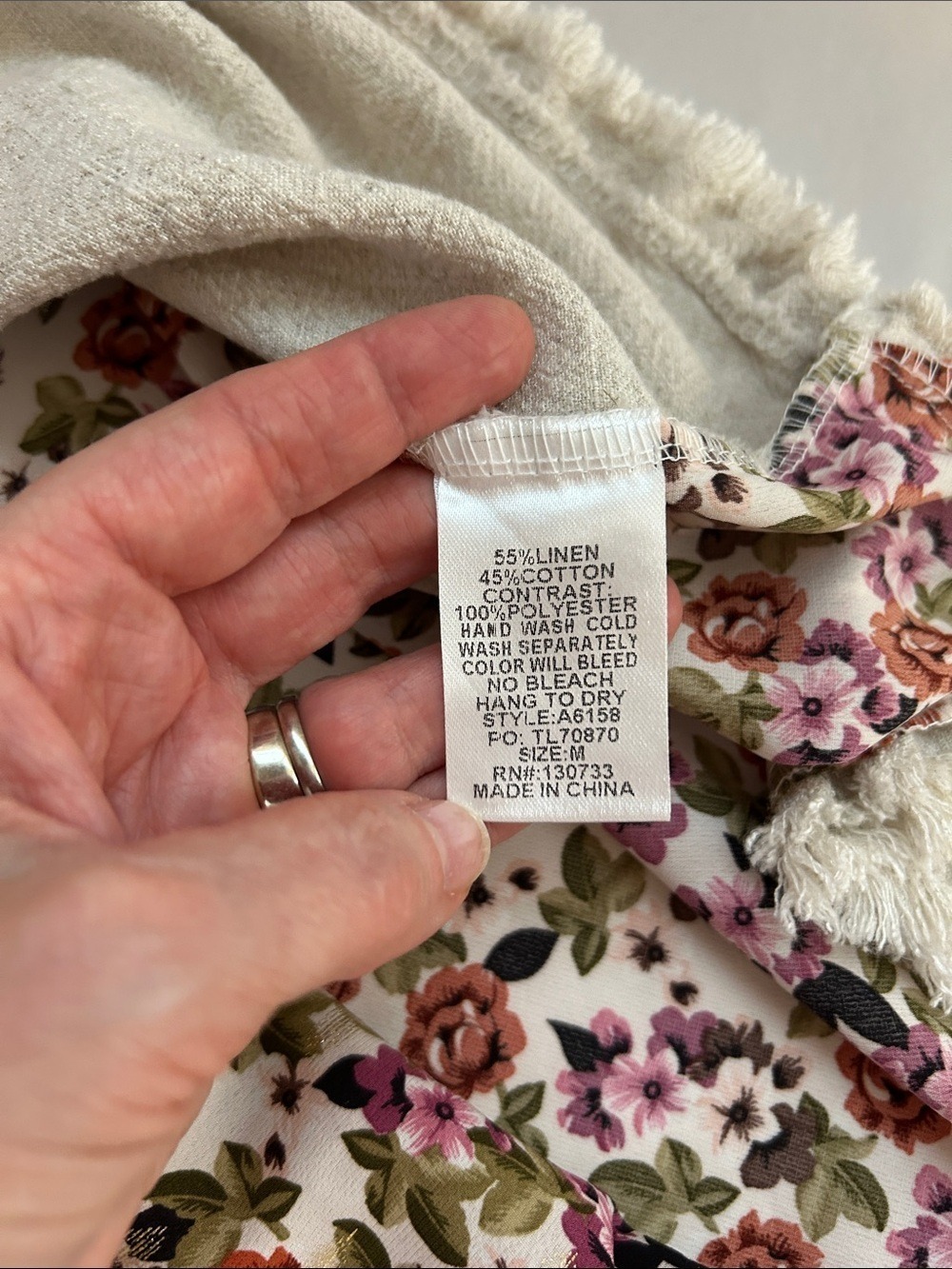 Umgee Linen Blend Floral Top Oversized - Picture 6 of 13